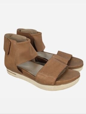 Eileen Fisher Sport Tumbled Leather Sneaker Sandal Tan Cognac 7